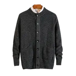 Теплый кардиган для мужчин 2018 Лидер продаж повседневное модные свитер одноцветное цвета однобортный тянуть Homme Slim Fit вязан