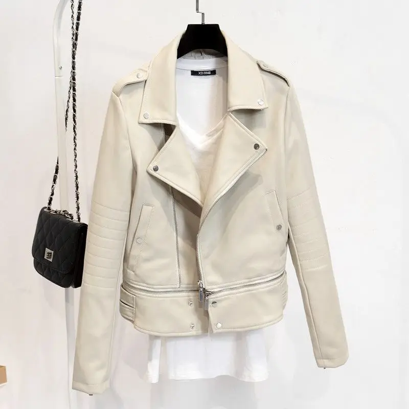 

2018 Hot Sale Fashion Spring Autumn Women Faux Soft Leather Jacket Long Sleeve Coat Motorcycle PU Jackets