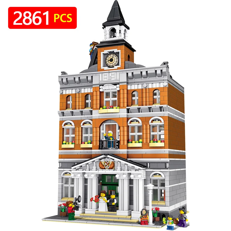 

Creators Compatible LegoINGLYS City The Town Hall Model Building Kits Blocks KidToy Brick Architecture Toys For Children