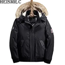 HEISMR. C новая мужская зимняя куртка, Мужская теплая парка с меховым воротником и капюшоном, Мужская зимняя толстая верхняя одежда, куртка, пальто, брендовая стеганая HK118