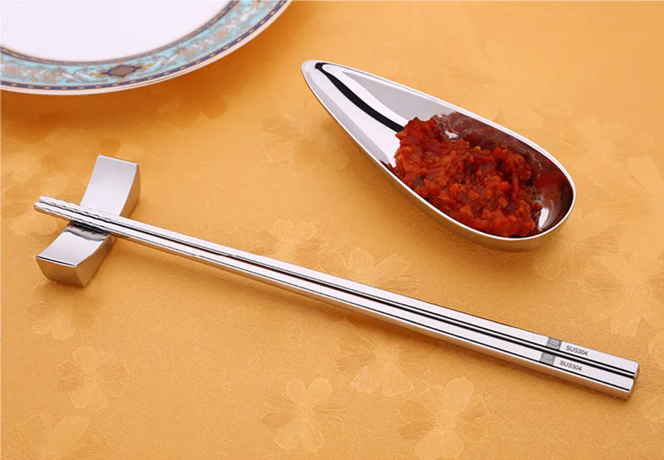 Китайский держатель палочек для еды в виде 304 Нержавеющая сталь, японский, корейский, Еда палочки Отдых стенд металлический Многоразовые Ножи ложка, кухонная посуда