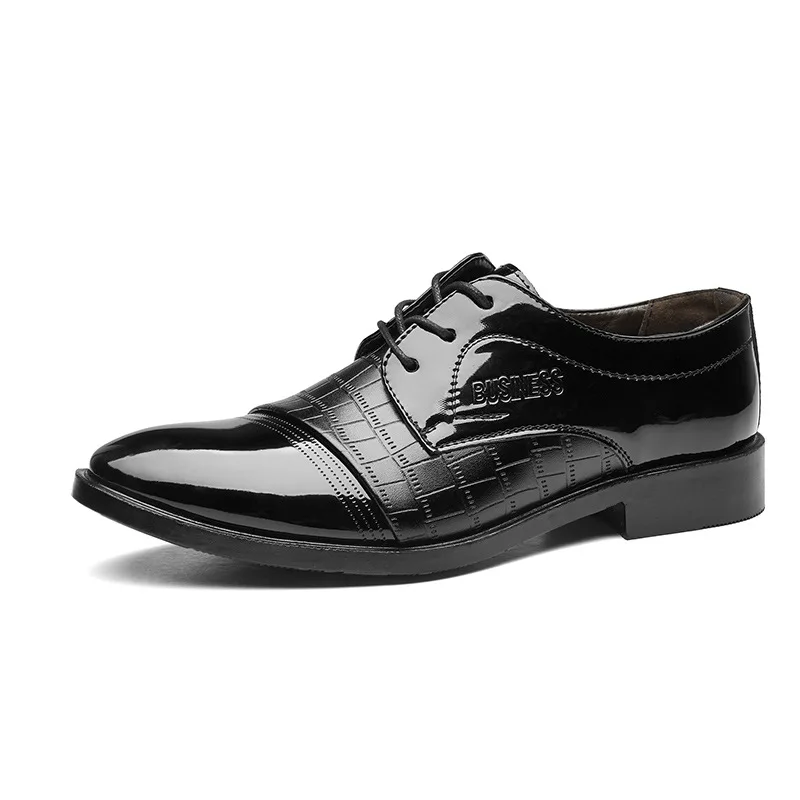 

New Arrival Men Dress Leather Shoes Lace-up Pointed Toe Business Shoes Top Quality Luxury leather shoes men