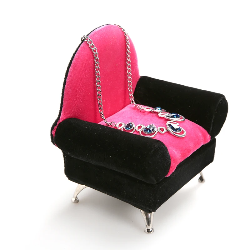 Креативный "sofa'shape ювелирный дисплей стенд МДФ обернутая мягкая вешалка для пальца кольцо держатель кольцо ювелирные изделия Органайзер