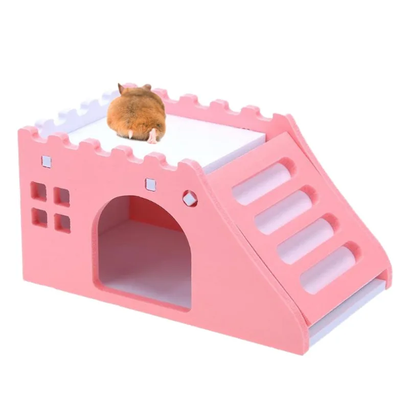 Мультяшная игрушка хомяк гнездо маленькое животное деревянный дом кровать для клетки гнездо домашнее животное Ежик замок игрушка домашнее животное дом