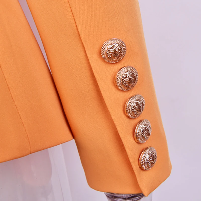 Runway Designer Formally Blazer Women Gold Lion Buttons Double Breasted Ladies Office Blazers Coat Clothes Jackets Plus Size-3XL
