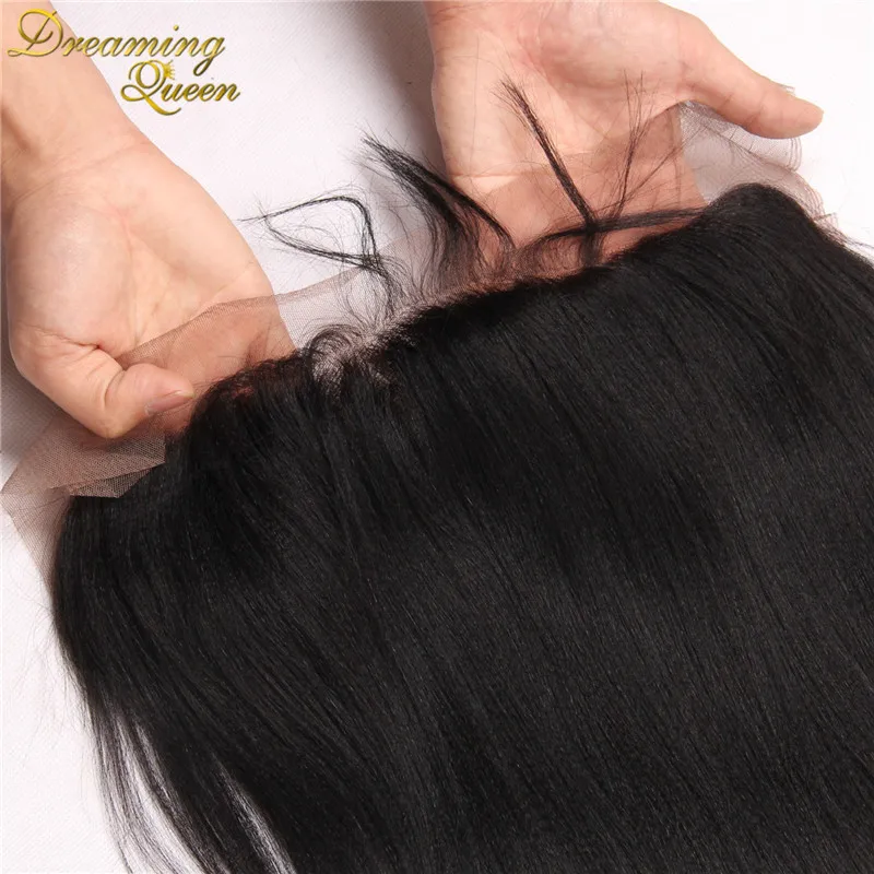 13x4 Indian Yaki Straight Full Lace Frontal Closure With Baby Hair Malaysian Virgin Human Hair Bleached