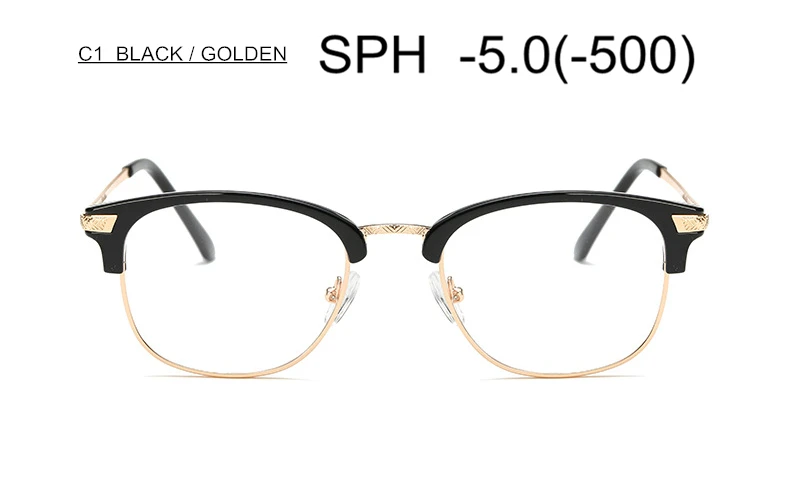 Очки для близорукости SPH-1-1,5-2-2,5-3-3,5-4-4,5-5-5,5-6 Высококлассные очки для мужчин и женщин с диоптриями UF22 - Цвет оправы: C1 (-5.0)