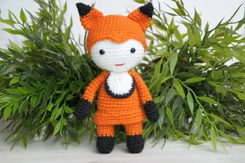 

Crochet love girl fox doll and toy rattle