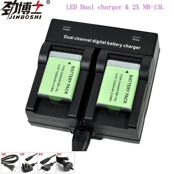

2pc 1250mAh NB-13L NB13L NB 13L Rechargeable Li-ion Battery + LED Dual charger for Canon G5X G7X G9X G7 X Mark II SX720 HS