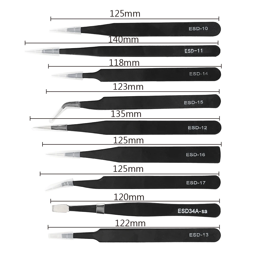 NICEYARD 9 шт./компл. антистатические пинцеты Набор DIY прецизионные инструменты для ремонта комплект для электроники телефон ремонт BGA работа ESD