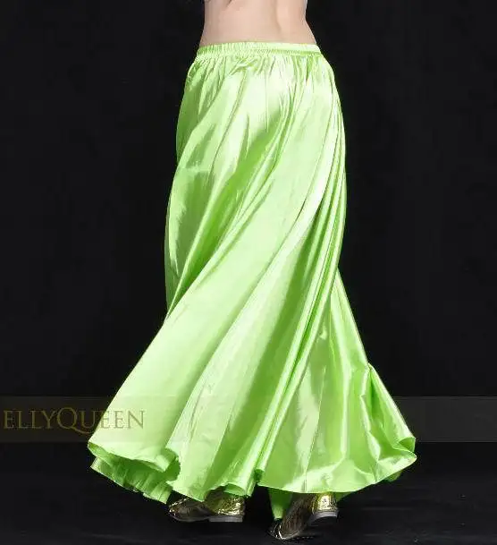 14 цветов Профессиональная женская одежда для танца живота 360 градусов юбки для фламенко юбки размера плюс атласная юбка для танца живота - Цвет: light green