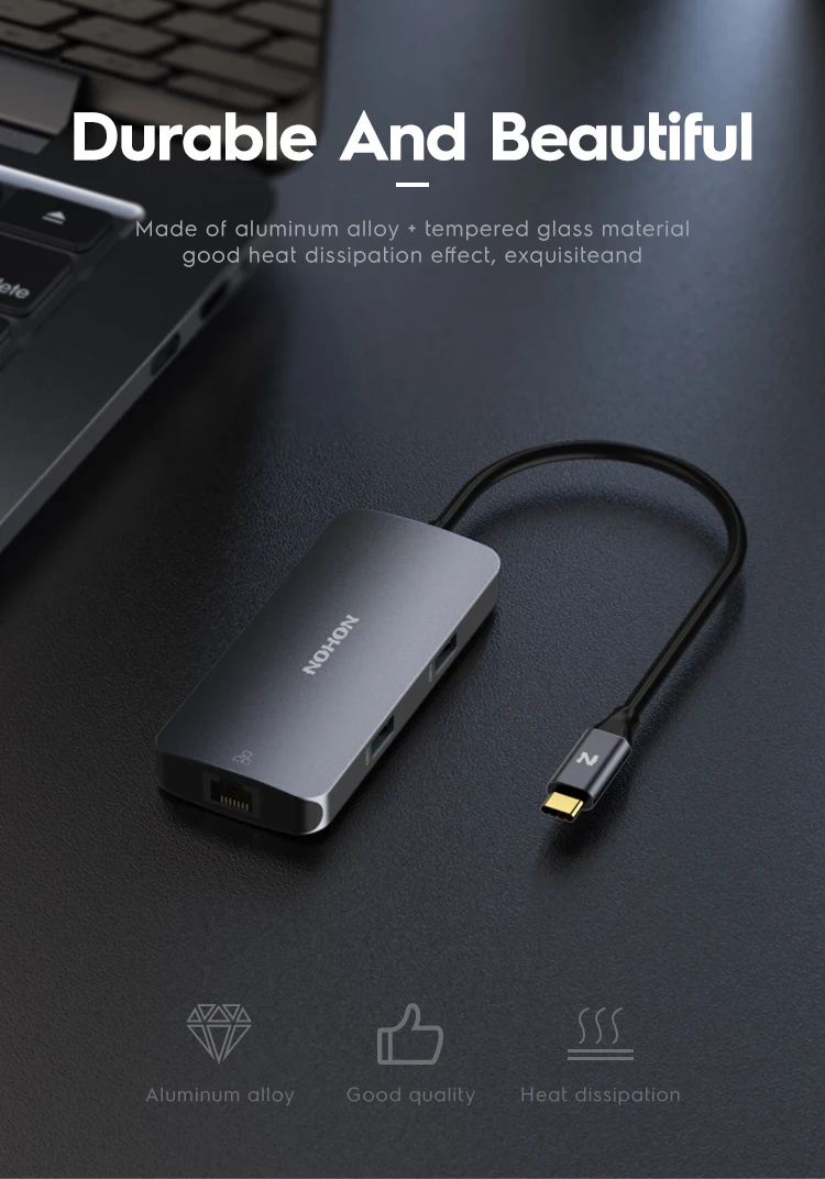 Nohon USB C HUB To RJ45 TF HDMI Thunderbolt 3 Adapter For MacBook Samsung Galaxy S9 Huawei P20 Mate 20 Pro Type C PD USB 3.0 HUB Laptop Mobile Phone Adapter Details (11)