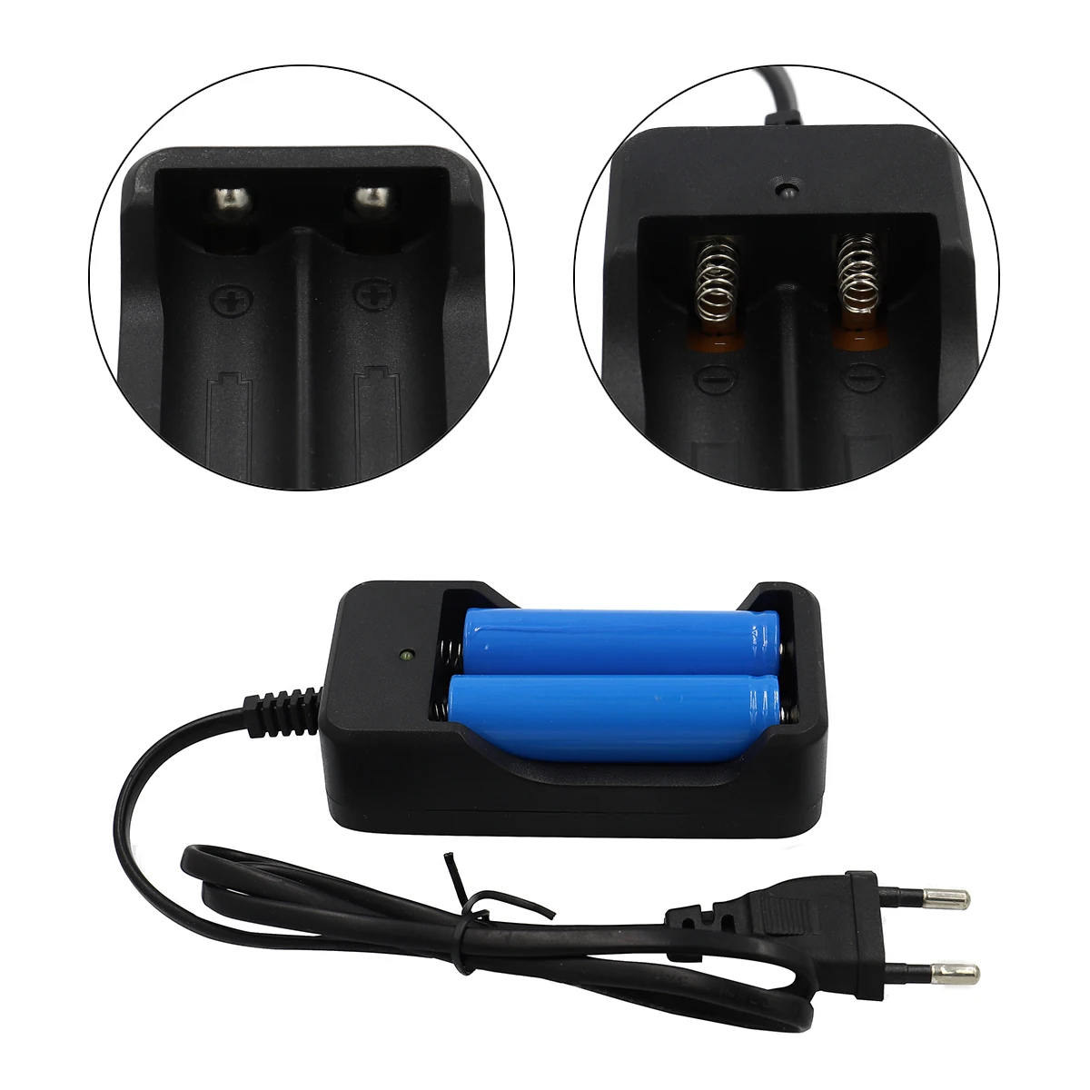 Smart Dual Charger Double Flashlight Dual Charger Charge 100v-240v 2x18650 Rechargeable Li-ion Lithium polymer Battery EU Plug