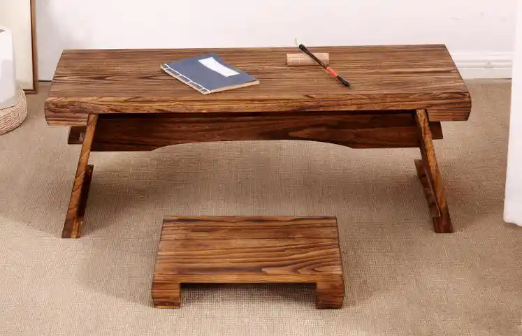 Table Basse En Bois Antique Avec Banc Tatami Japonais Meuble De Table Pour Le Salon Le Balcon Et La Fenetre Aliexpress