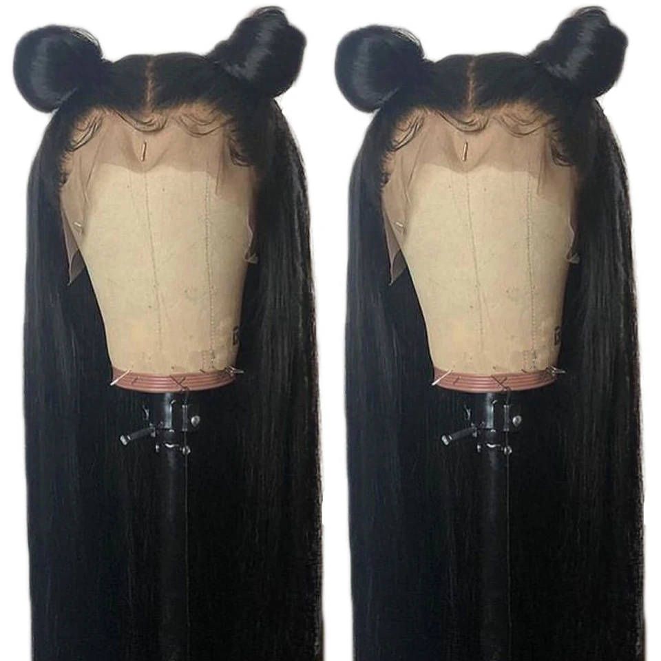 

Transparent Lace Straight Lace Front Human Hair Wigs Peruvian Remy Hair 8-24 Inch Natural Color Lace Front Wig Bleached Knots