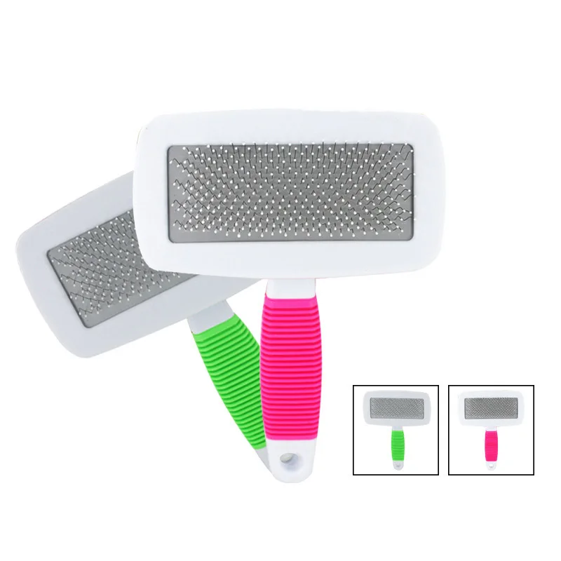 

HSWLL Pet Shedding Hair Grooming Dense Comb Slicker Brushes For Pet Plastic Handle Brush Airbag Stainless Steel Pin Dog Comb