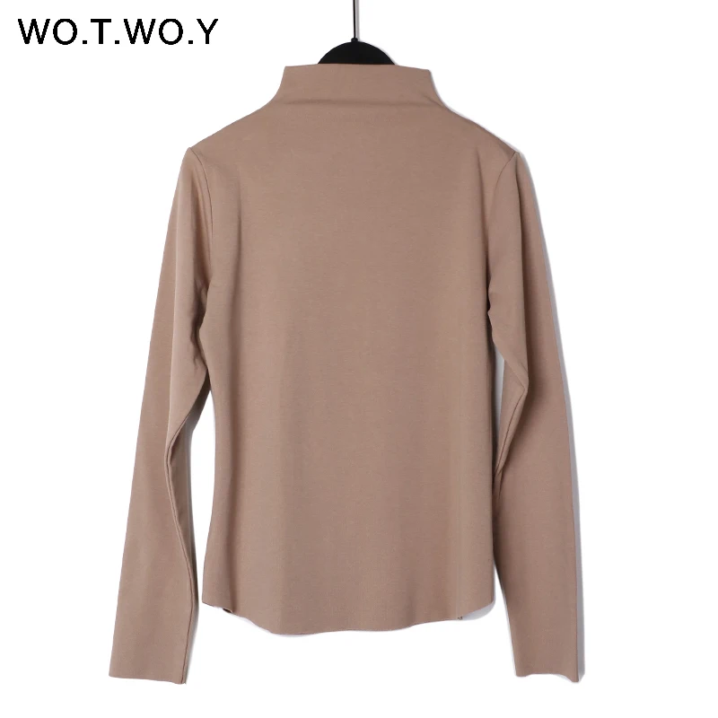 Basic Colorful Turtleneck T shirts Women 2019 Spring Long Sleeve Casual Solid Cotton Tshirt Female Plus Size With Velvet