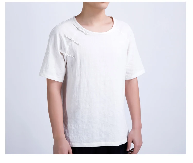 Мужская рубашка Фирменное льняное с короткими рукавами мужские рубашки чистый китайский стиль льняная ретрорубашка Мужская однотонная