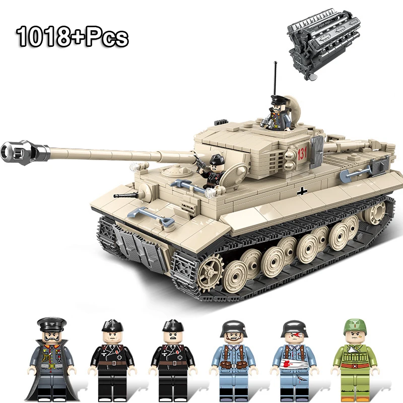 

1018Pcs World War II Tank Armoured Intelligence Assembling Building Blocks LegoING Technic Tiger Tank Toys For Children Gift