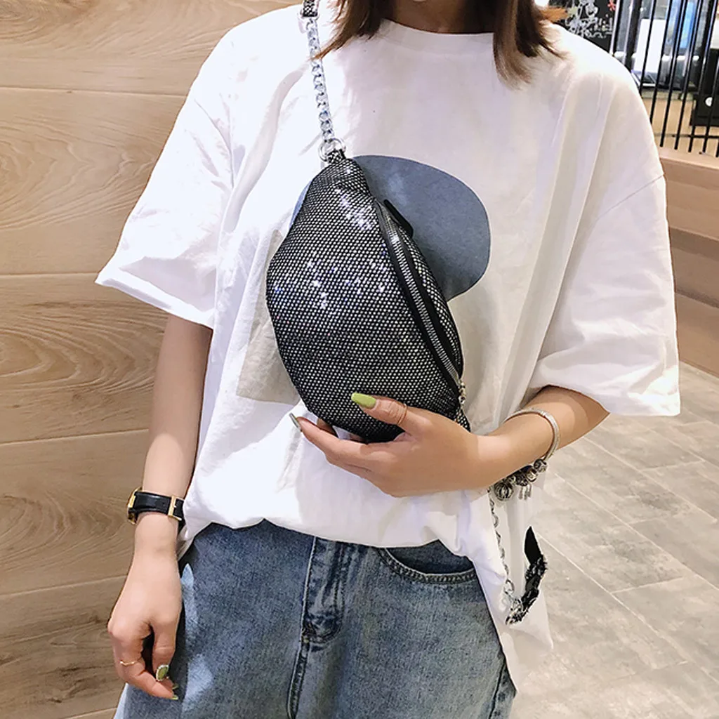

women men fanny pack bling Fashion purse waist bag Small money anti theft kidney belt Bags Chest Bag sac banane femme heuptas