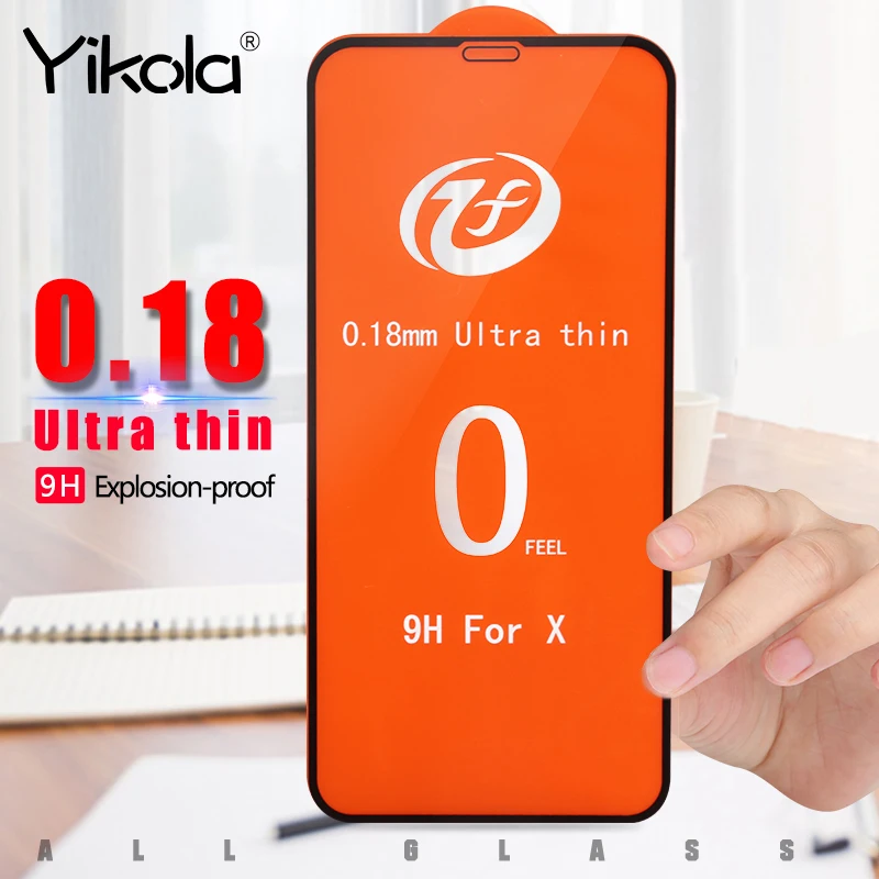 Beste Yikola Gehard Glas voor iPhone X 9 H Hardheid Screen Protector voor iPhone 7 8 Plus 0.18mm Ultra dunne Film voor iPhone 6 6 s Plus
