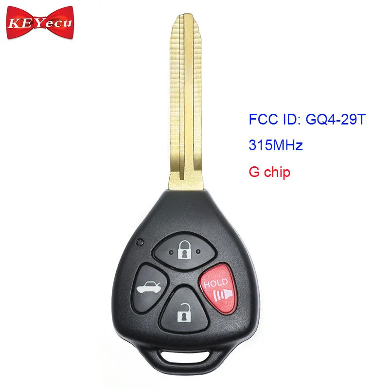 KEYECU для Toyota Venza Corolla Avalon 2010 2011 2012 2013 дистанционный ключ-брелок от машины 315MHz G Chip FCC