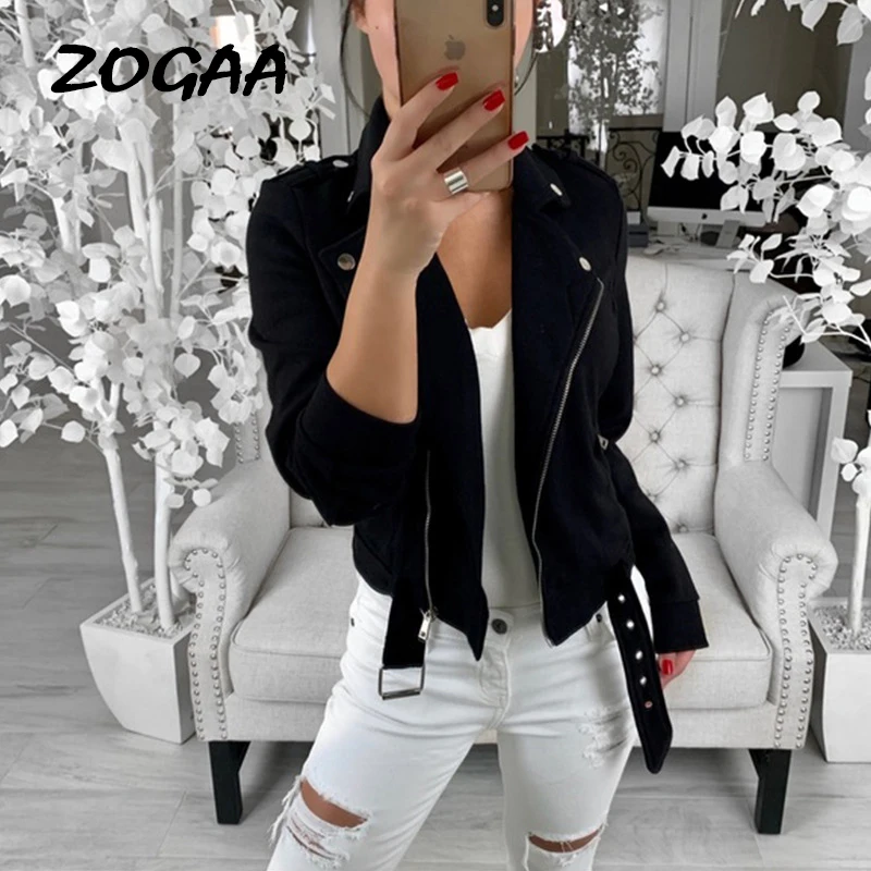 

Women Jackets Solid Slim Fashion Zipper Up Retro Coat Spring 2019 Summer Long Sleeve Basic Plus Size Short Biker Jackets Female
