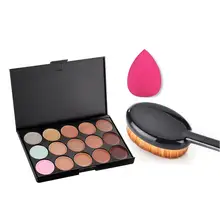 Yfashion 3 шт./компл. 15 цветов консилер палитра+ Косметическая пудра для лица щетка+ губки капельки воды пуховка идеальный любимый для девочки