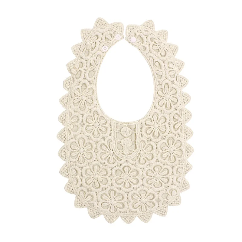 Beige A Кружевные Слюнявчики для маленьких девочек, модные белые слюнявчики для девочек, цветочные нагрудники с фальшивым воротником, бандана, одежда для маленьких девочек - Цвет: Beige A