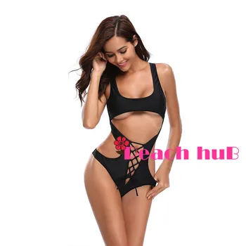 

Sexy One Piece Swimsuit Women Swimwear Bikini Sexy Monokini Hollow Out Swimsuit Black Female Bandage Bathing Suit Badpak
