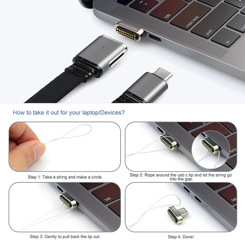 20PIN USB C Магнитный адаптер Поддержка type C сквозная зарядка, 4K видео Магнитный USB-C зарядный кабель для Mac и других USB C