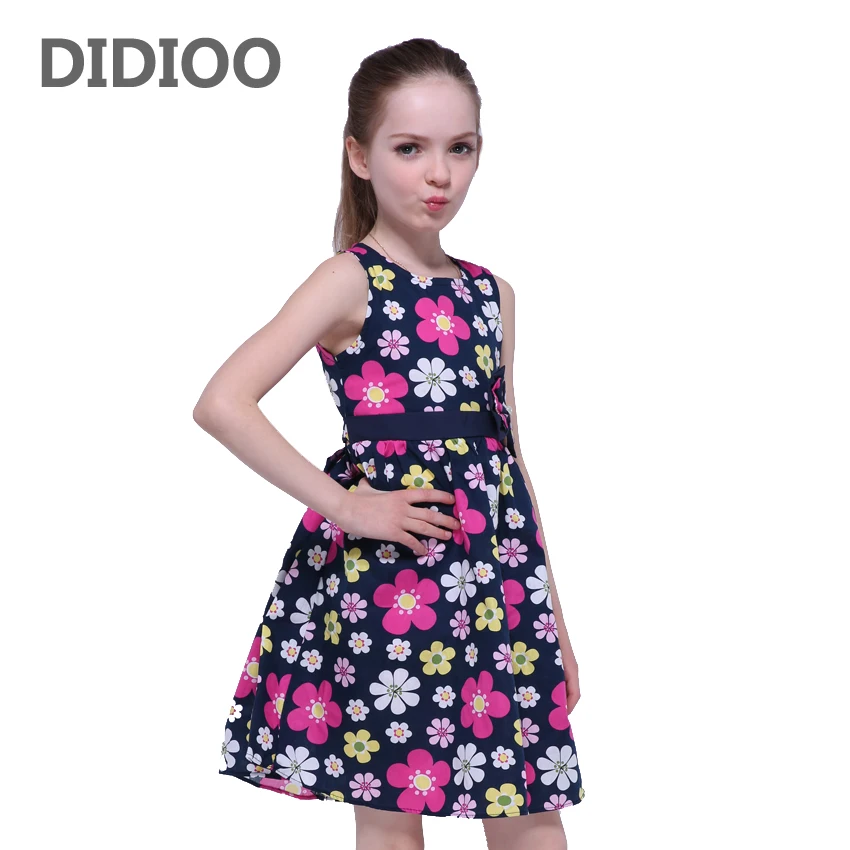 

Summer Dresses for Girls Sleeveless Print Floral Dresses Kids Bohemian Clothes for Girls Princess A-line Dress 4 8 9 10 12 Years