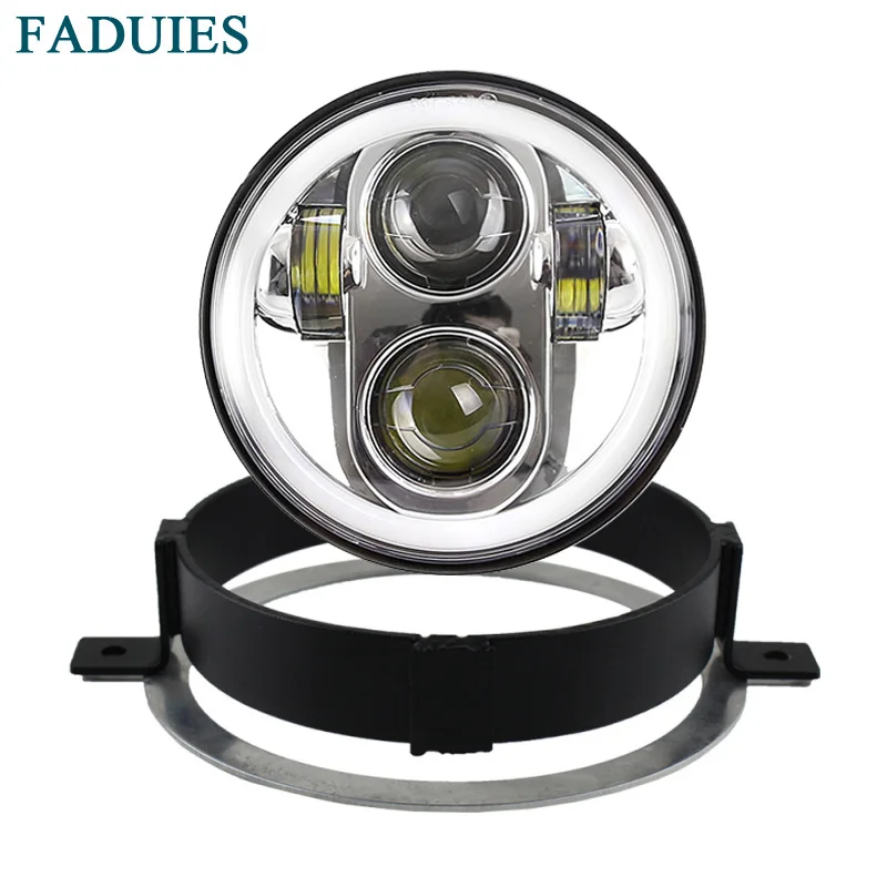 Honda VTX 5 34 LED Chrome Headlight Kit with Bracket and Hardware - Plug and Play - Daymaker (6)