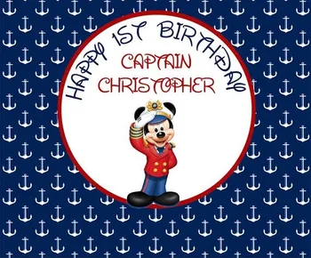 

custom Nautical Anchor Mickey Mouse Birthday Captain Sailor Baby Shower background Computer print party backdrops