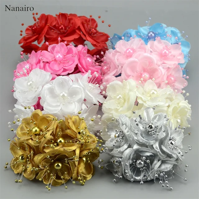 12 pcs gold bridal flower mini silk artificial rose flowers bouquet