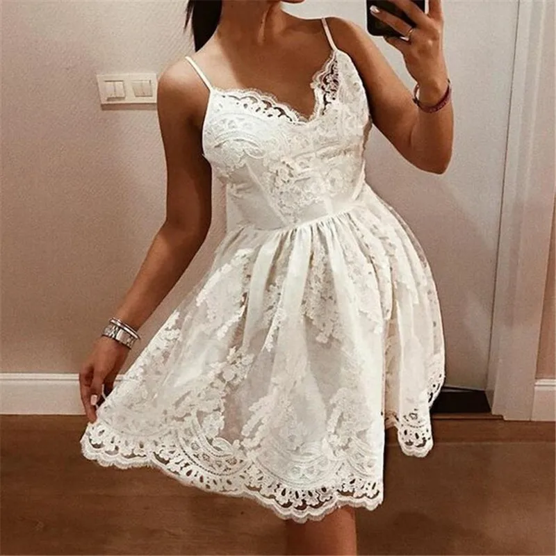 Frauen Spitze сексуальные V-ausschnitt Kleid 2019 Neue Sommer слинг Abend  вечерние Kurze Мини Kleid Bodycon Холтер с открытой спиной Weiß kleider |  Женская одежда | АлиЭкспресс
