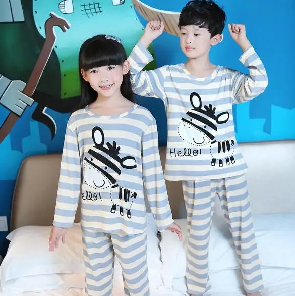 Лидер продаж осень Комплекты детской одежды для мальчиков и девочек костюм с рисунком пижамы с длинным рукавом мультфильм Детские пижамы комплект 1 компл - Цвет: model 1
