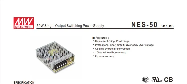 100-240Vac до 5VDC, 50 Вт, 5V10A UL перечисленный источник питания светодио дный светодиодный свет, драйвер СВЕТОДИОДНОЙ вывески, NES-50-5