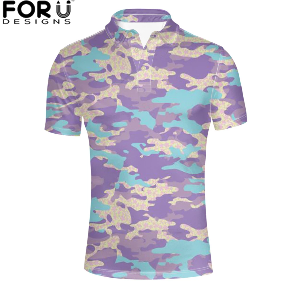 

FORUDESIGNS Men's Clothing Camouflage Short Sleeve Men Shirt Summer Shirts Vogue Casual Mens Tops tees Large XL