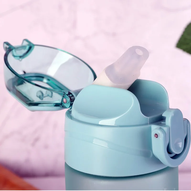 Спортивная бутылка для воды с соломинкой, уличные бутылки для детей, с крышкой, для пеших прогулок, кемпинга, пластиковая детская, женская, моя бутылка большой емкости H1203
