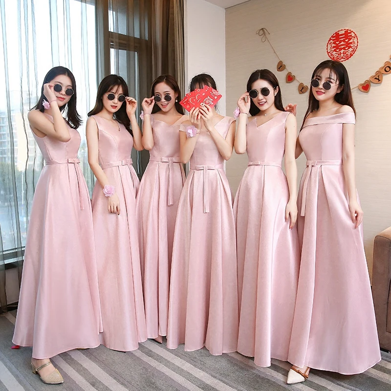 A765 милые розовые платья подружки невесты на шнуровке 2021 длинное платье