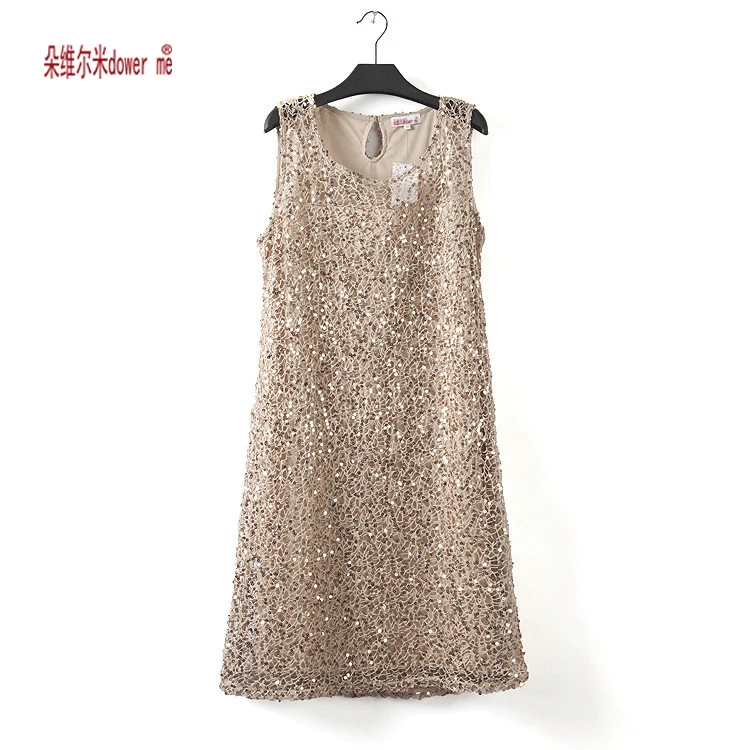 Dote me drop shipping plus size stretchable mulheres sequin vestido sem mangas casual vestidos de festa à noite elegante vestidos de festa