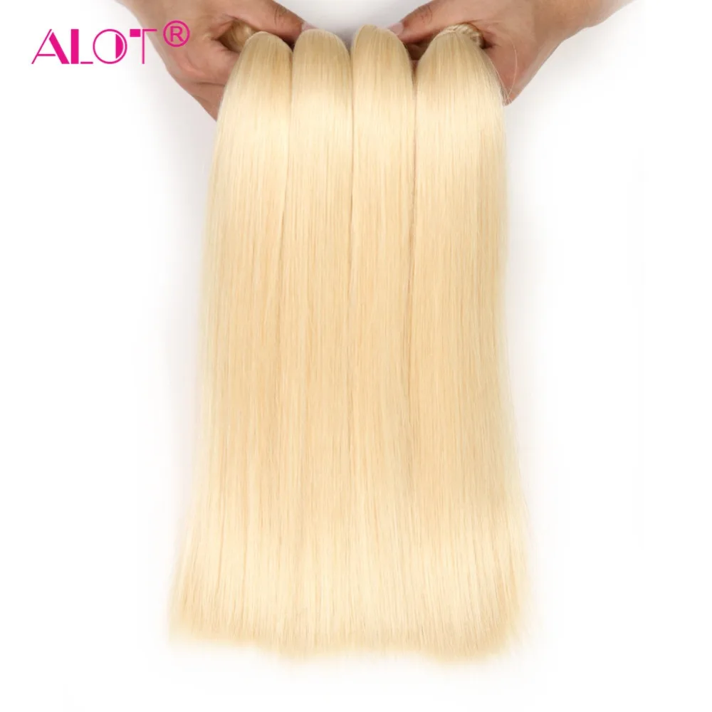 ALot Peruvian Straight 613 Blonde Human Hair Bundles 3 or 4 Pcs 10\