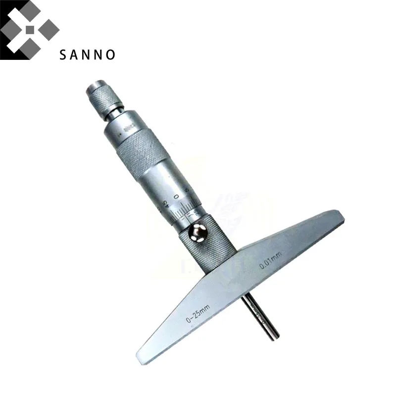 0.01mm Precision Micrometer Depth Gauge 025mm / 0100mm Double Ring Stainless Steel Depth