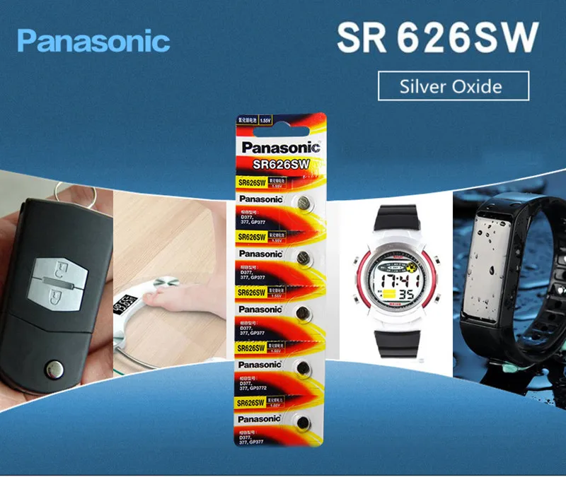 5 шт./лот Panasonic SR626SW кнопочный элемент батарея монетного типа для часов G4 377A 377 LR626 SR626SW SR66 LR66 Серебряный оксид ртути