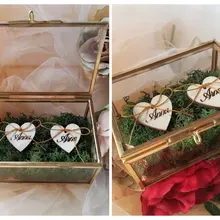 Персонализация названия язык обручальное кольцо коробка с стекло на заказ имя стеклянная шкатулка для украшений геометрический медное кольцо держатель кольцо Подушка