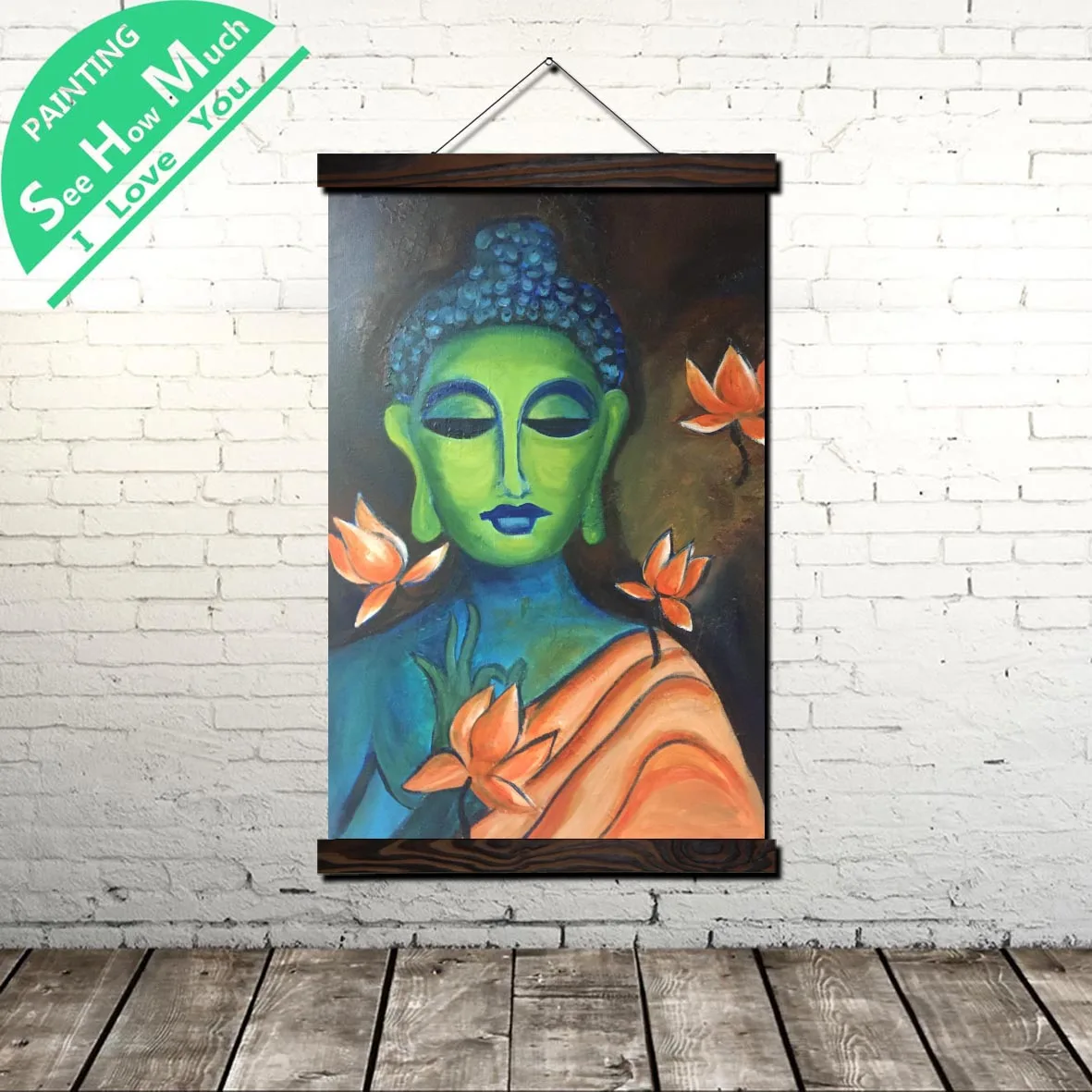 

Buddha Painting Scroll Painting Canvas Vintage Poster and Prints Wall Art Pictures Living Room Bedroom Farmhouse Decoration