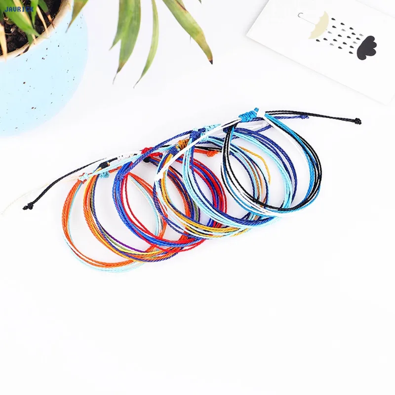 

JAVRICK Waterproof Wax-Coated Surfer String Multistrand Pull Cord Bracelet Beach Jewelry