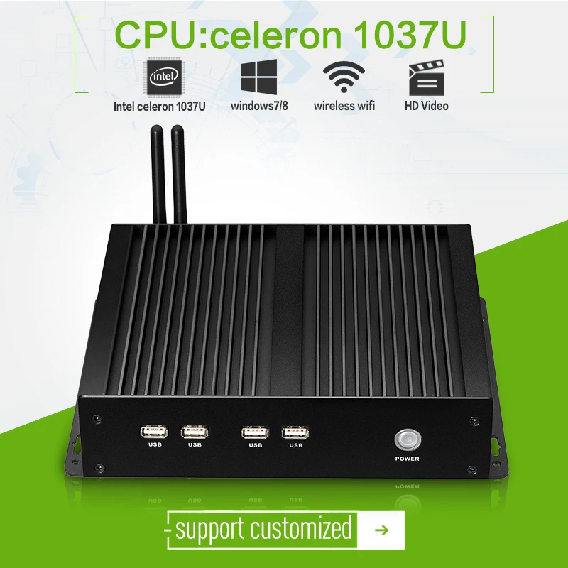 Mini pc X26-1037G with 1*lan dual-core celeron 1.8ghz with 4G RAM 16G SSD mini pc station industrial computer desktop factory pc