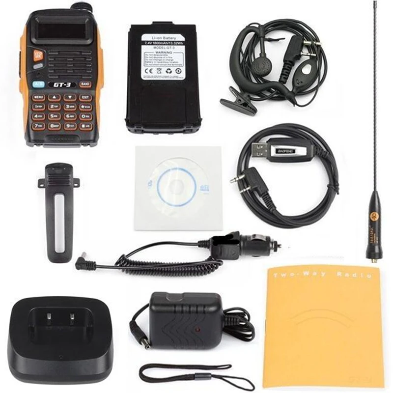 Baofeng GT-3 рация двухстороннее радио 136-174/400-520 МГц двухдиапазонный FM VHF UHF радиоприемник для охоты с длинная антенна